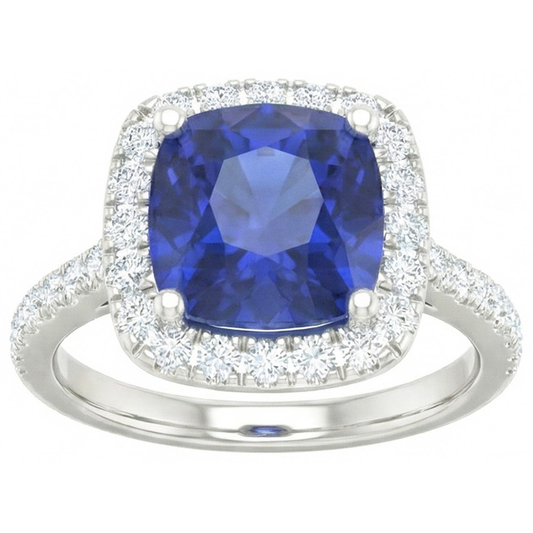Weißgold 14K 2,45 Karat Ceylon Saphir Aus der Erde Abgebauter Natürlicher Diamanten Ring