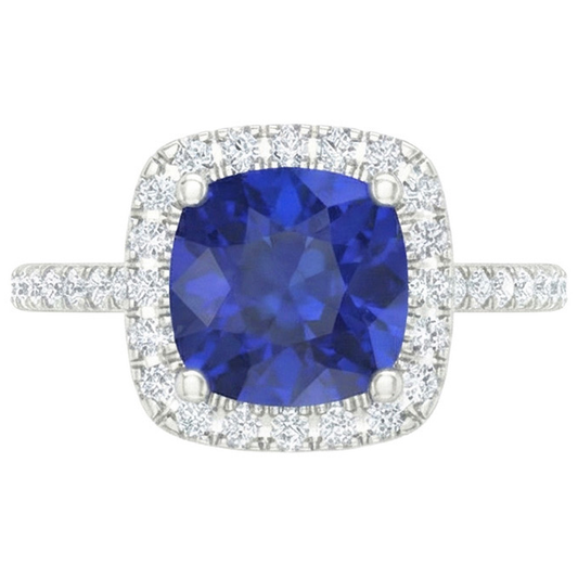 Weißgold 14K 2,45 Karat Ceylon Saphir Aus der Erde Abgebauter Natürlicher Diamanten Ring