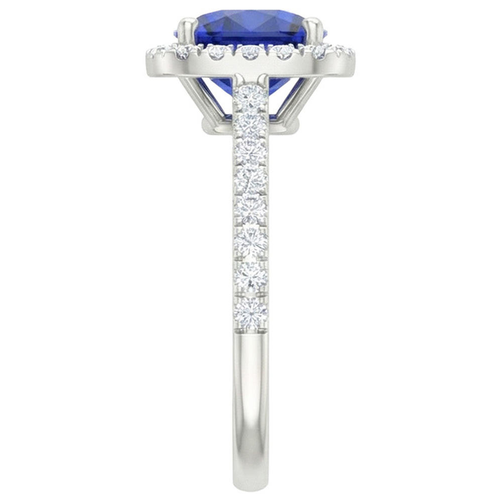 Weißgold 14K 2,45 Karat Ceylon Saphir Aus der Erde Abgebauter Natürlicher Diamanten Ring
