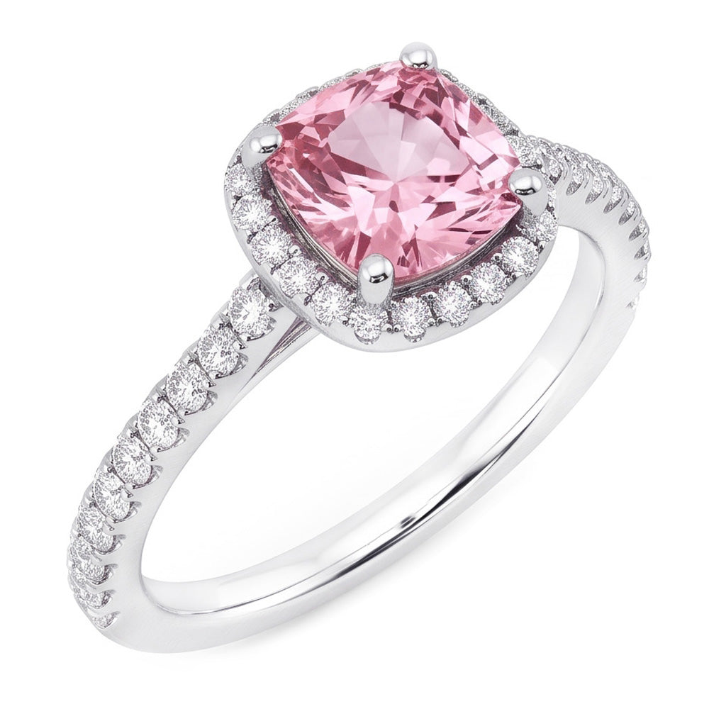 Weißgold 14K 3.01 Karat Kissen Rosa Edelstein Ehering Schmuck