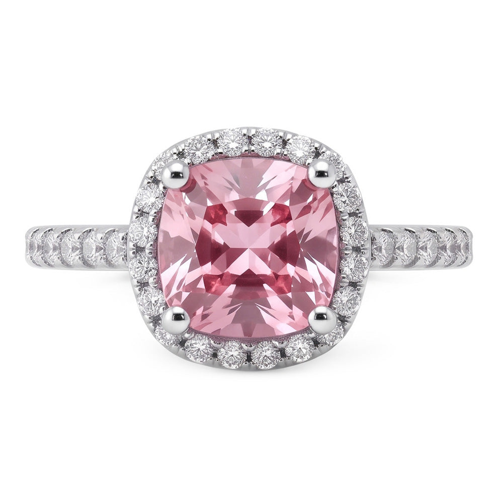 Weißgold 14K 3.01 Karat Kissen Rosa Edelstein Ehering Schmuck