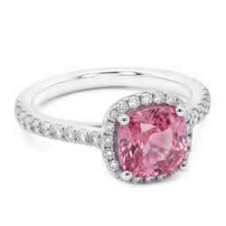 Weißgold 14K 3.01 Karat Kissen Rosa Edelstein Ehering Schmuck