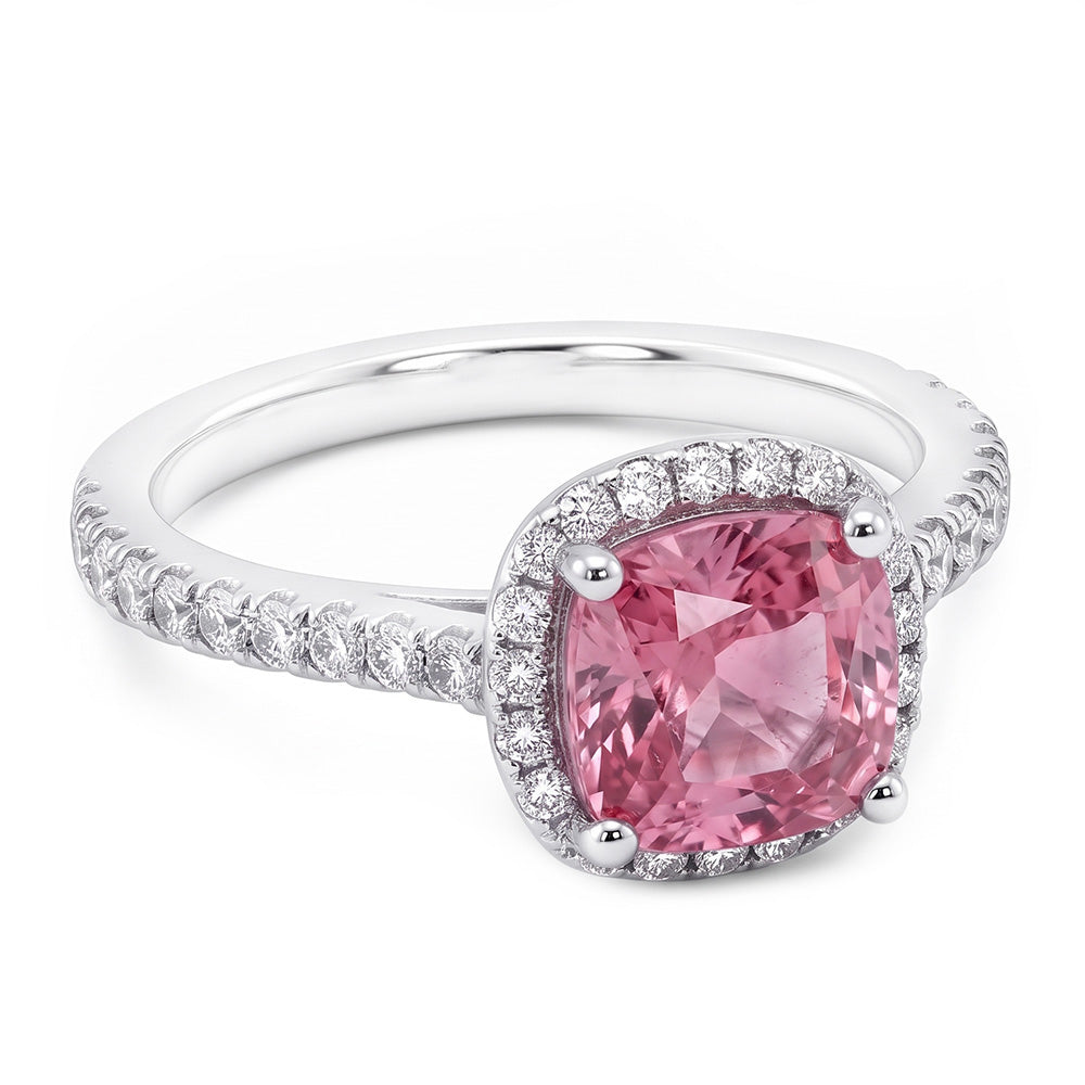Weißgold 14K 3.01 Karat Kissen Rosa Edelstein Ehering Schmuck