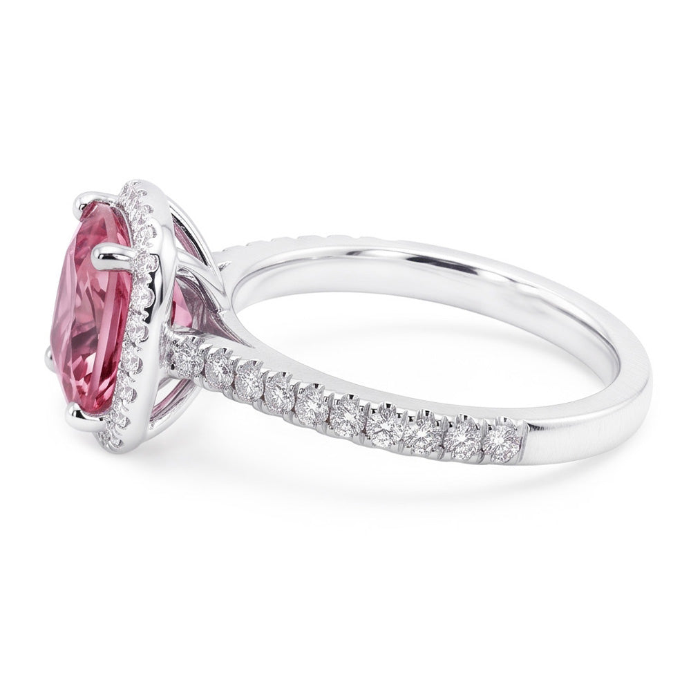 Weißgold 14K 3.01 Karat Kissen Rosa Edelstein Ehering Schmuck