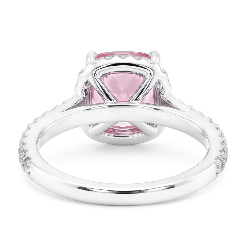 Weißgold 14K 3.01 Karat Kissen Rosa Edelstein Ehering Schmuck