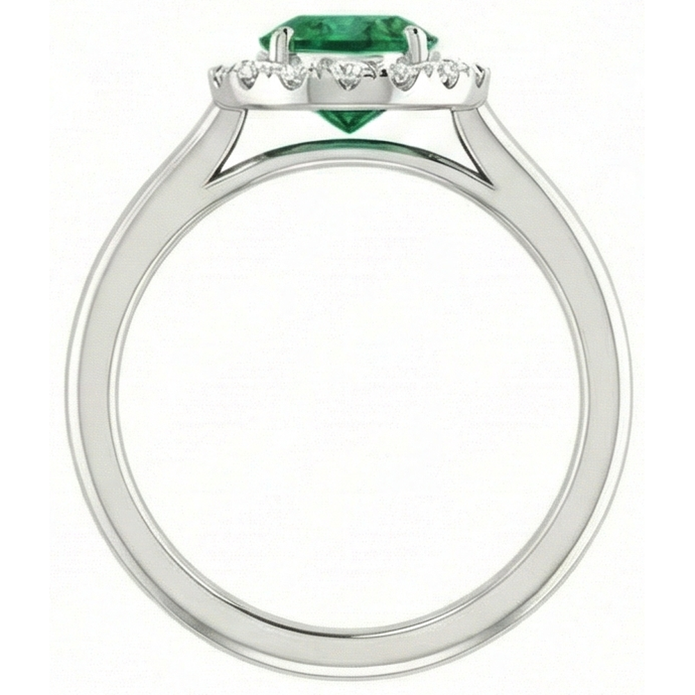 Weißgold 14K 3.70 ct grüner Smaragd mit weißen Aus der Erde Abgebauter Natürlicher Diamanten Ring Neu