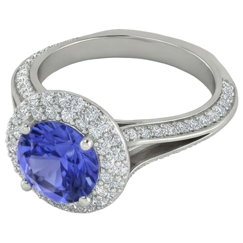 echter round diamant 3.75Karat ring Draufsicht