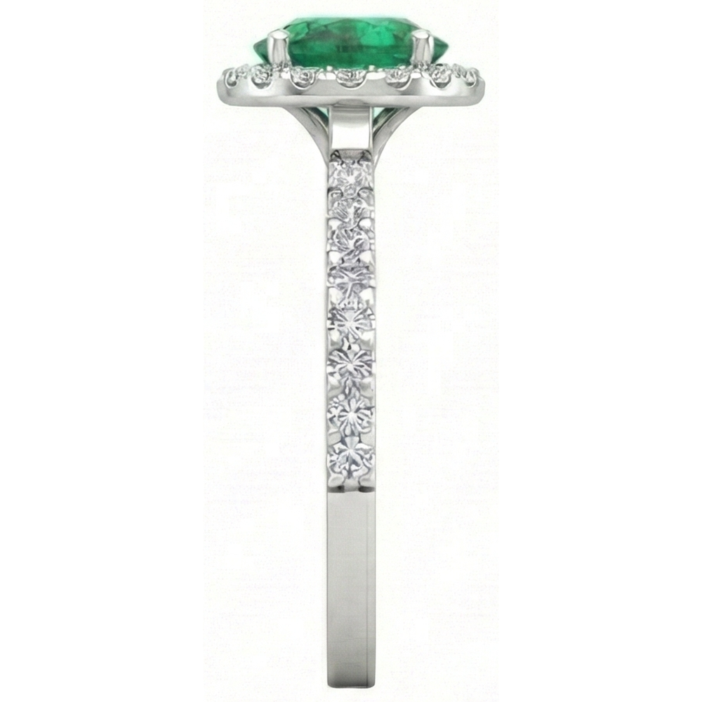 Weißgold 14K 6,60 Karat Halo Grün Smaragd Mit Kleinem Aus der Erde Abgebauter Natürlicher Diamantring