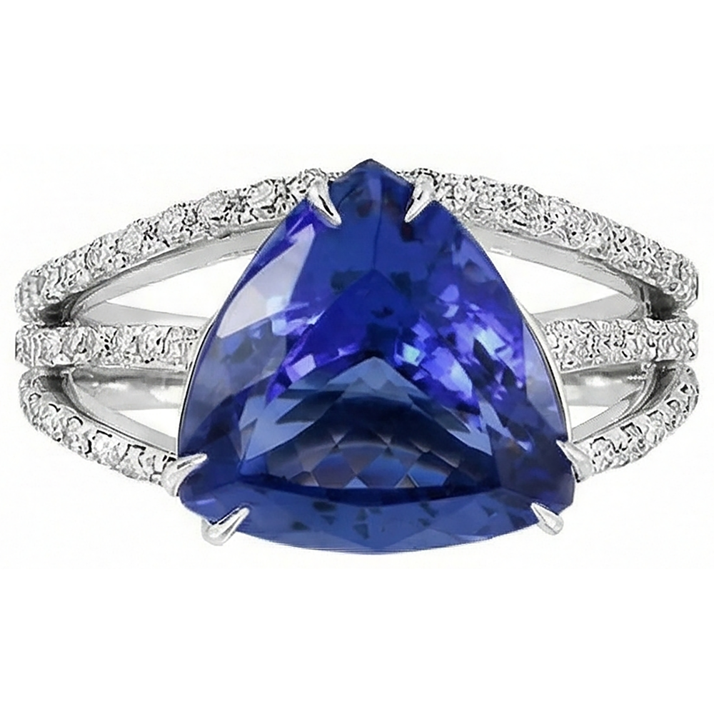 echter trillion tansanit 6Karat ring Detailansicht