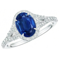 Weißgold 14K Blauer Saphir Ovaler Aus der Erde Abgebauter Natürlicher Diamantring 2.50 Karat Schmuck