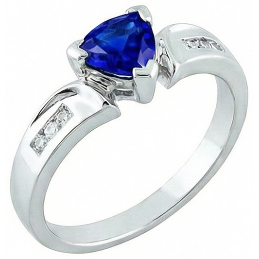 Weißgold 14K Ceylon Saphir 1.21 Karat Aus der Erde Abgebauter Natürlicher Diamanten Jubiläumsring