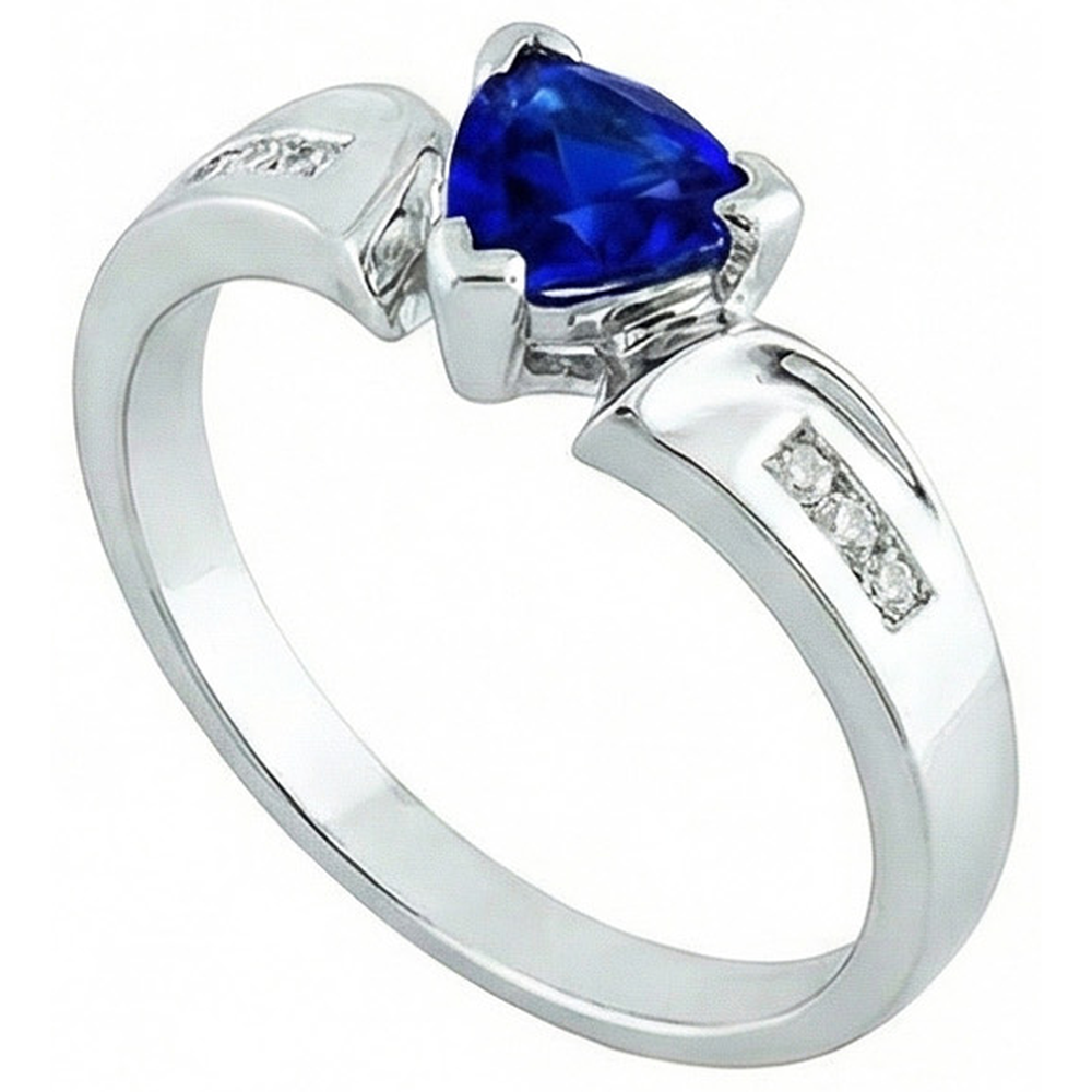 Weißgold 14K Ceylon Saphir 1.21 Karat Aus der Erde Abgebauter Natürlicher Diamanten Jubiläumsring