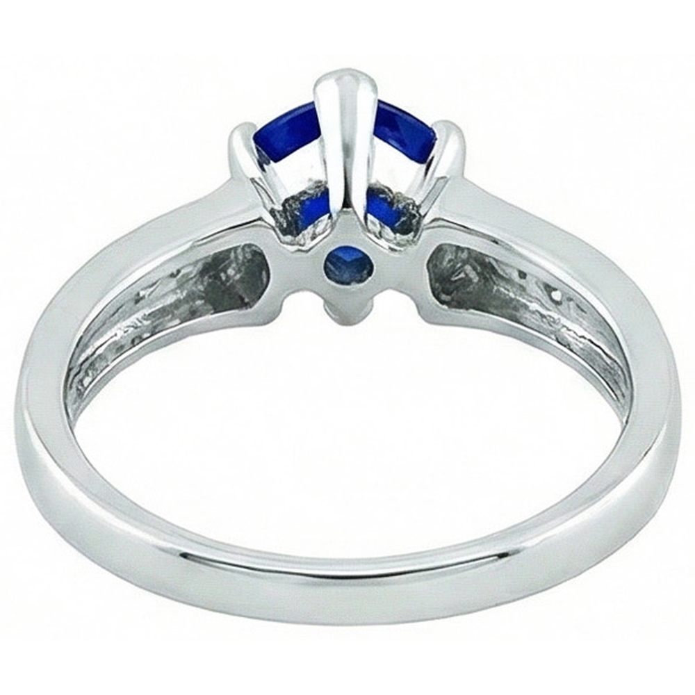 Weißgold 14K Ceylon Saphir 1.21 Karat Aus der Erde Abgebauter Natürlicher Diamanten Jubiläumsring