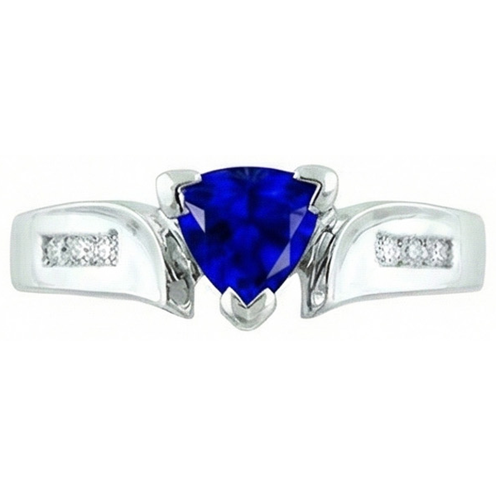 Weißgold 14K Ceylon Saphir 1.21 Karat Aus der Erde Abgebauter Natürlicher Diamanten Jubiläumsring