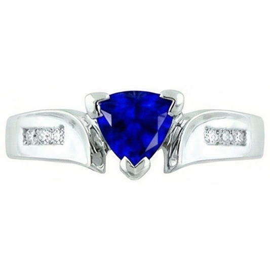Weißgold 14K Ceylon Saphir 1.21 Karat Aus der Erde Abgebauter Natürlicher Diamanten Jubiläumsring