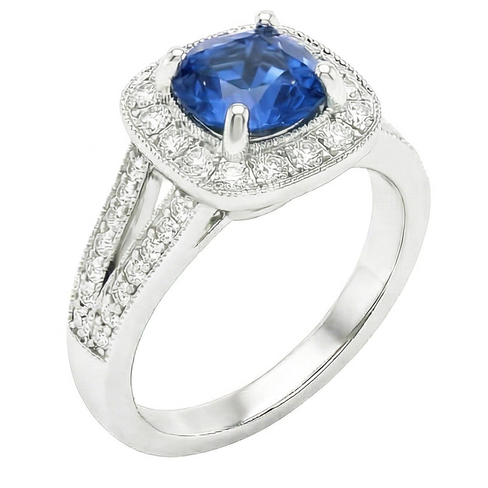 echter round saphir 3.60Karat ring Vorderansicht