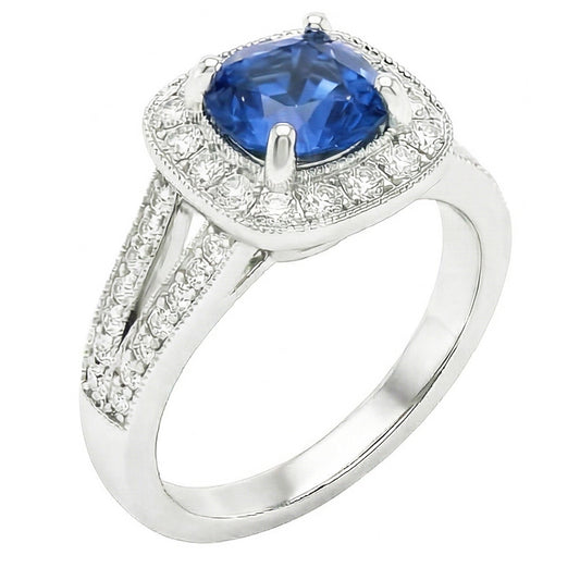 echter round saphir 3.60Karat ring Vorderansicht