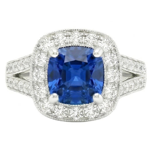 echter round saphir 3.60Karat ring Seitenansicht