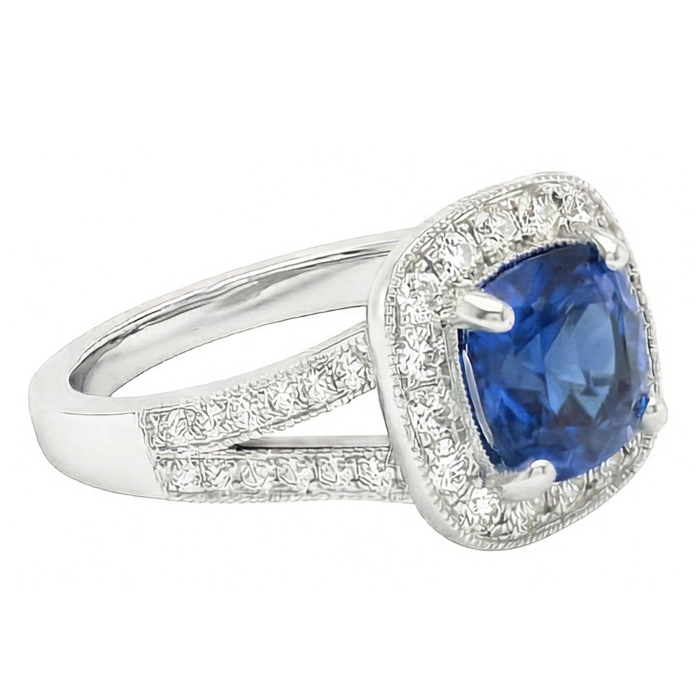echter round saphir 3.60Karat ring Detailansicht