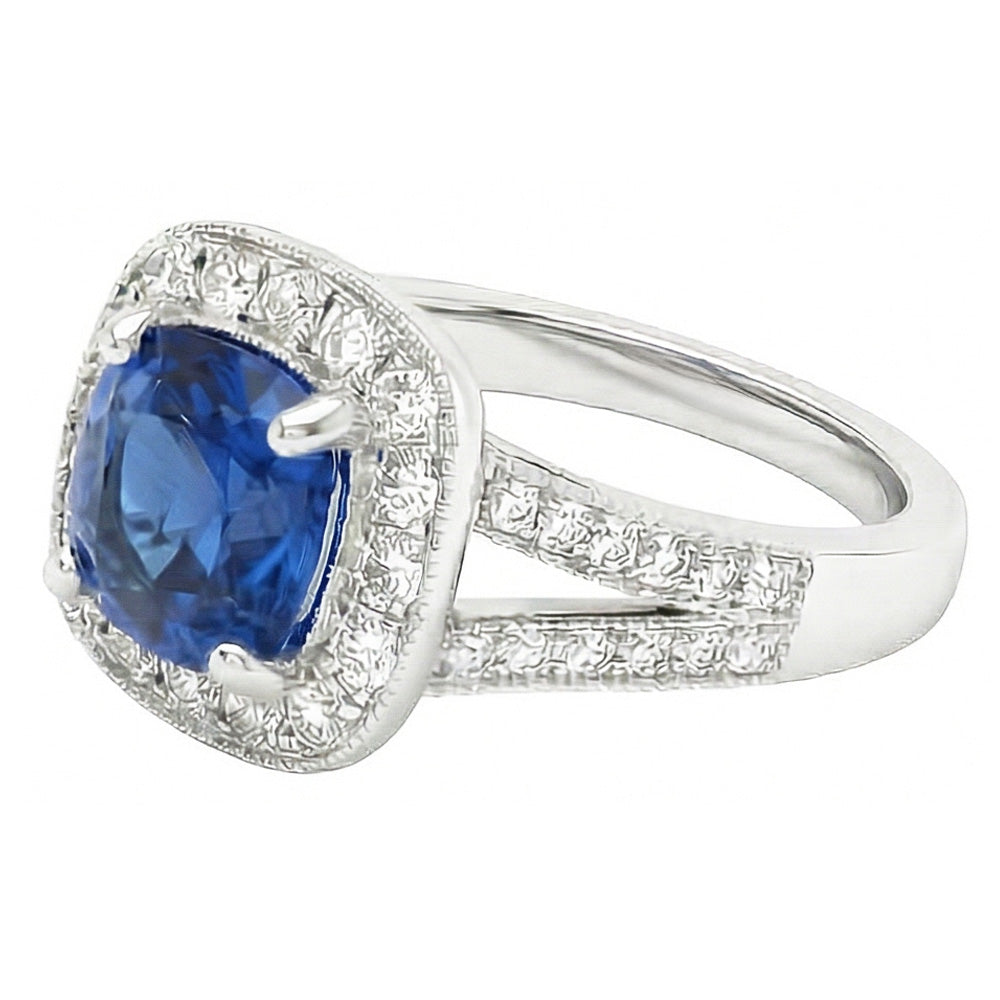 echter round saphir 3.60Karat ring Draufsicht