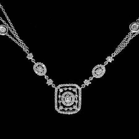 Weißgold 14K F Vvs1 Brillantschliff 3,50 ct Echt Diamanten Dame Halskette