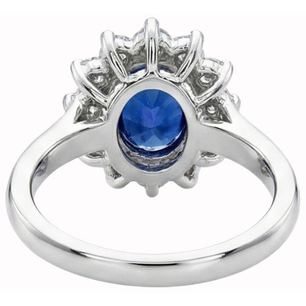 Weißgold 14K Halo-Aus der Erde Abgebauter Natürlicher Diamant- und Ceylon-Saphir-Ring 3.20 ct.