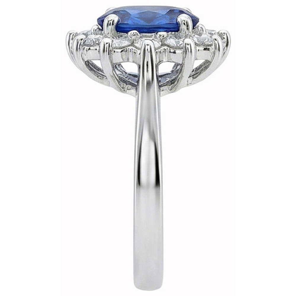 Weißgold 14K Halo-Aus der Erde Abgebauter Natürlicher Diamant- und Ceylon-Saphir-Ring 3.20 ct.