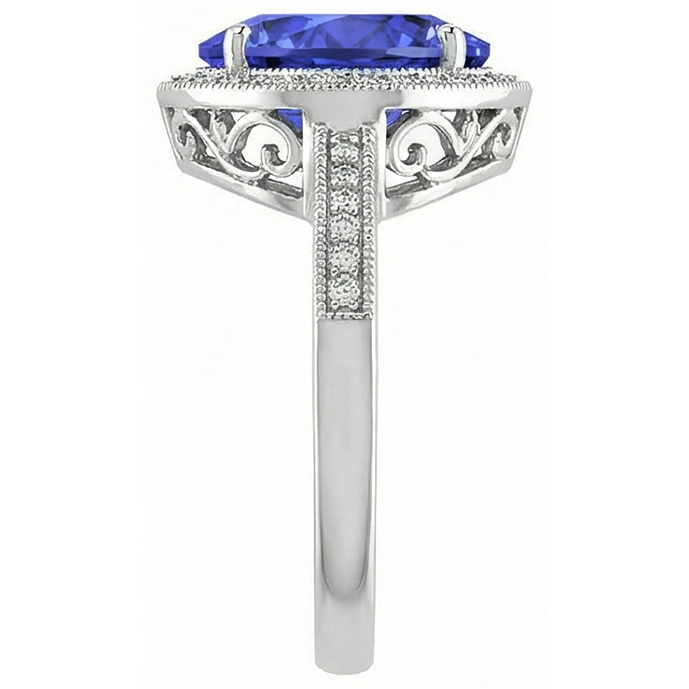 Weißgold 14K Herz Tansanit und Aus der Erde Abgebauter Natürlicher Diamanten Ring 7.76 ct Schmuck