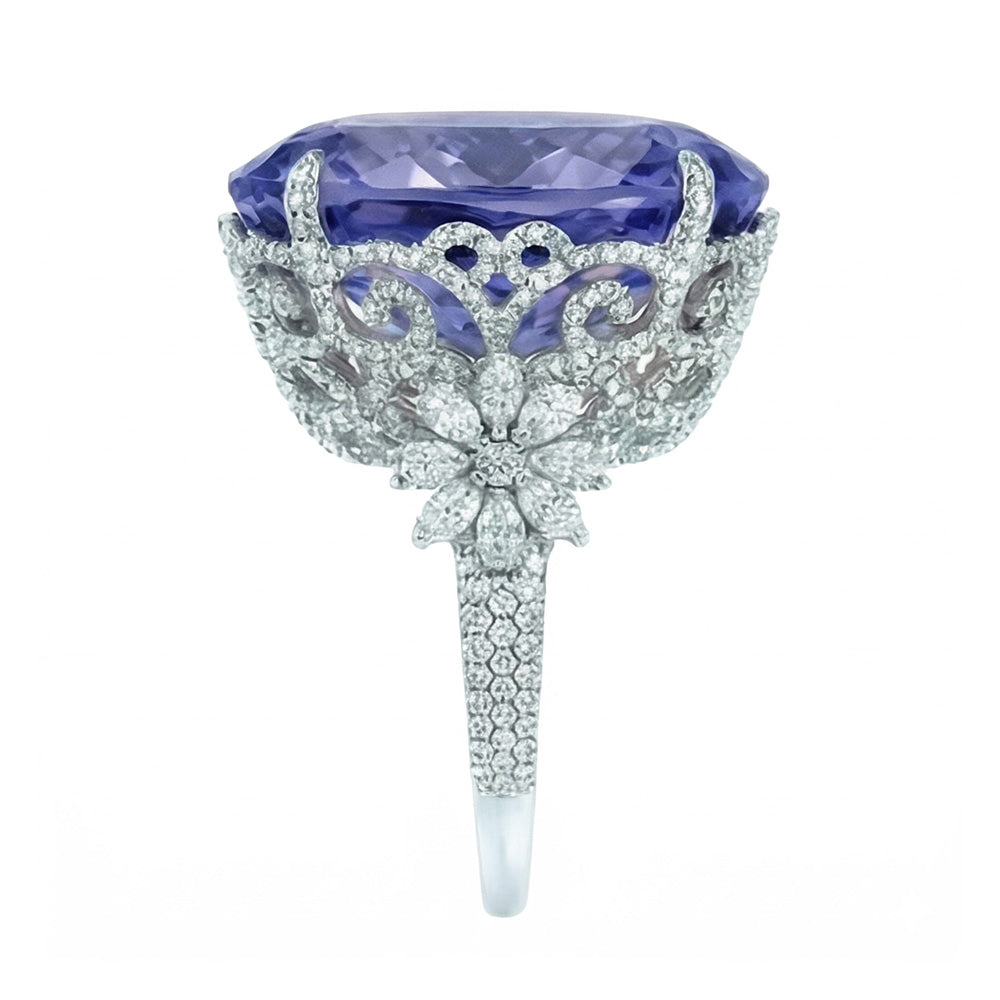 echter round diamant 6Karat ring Profilansicht