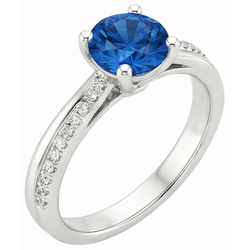 Weißgold 14K Krappenset 3.30 Kt Blauer Saphir und Aus der Erde Abgebauter Natürlicher Diamanten Ring Neu