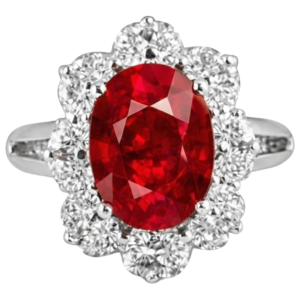 Weißgold 14K Lady Rubin und Aus der Erde Abgebauter Natürlicher Diamanten 5,90 Karat Ehering