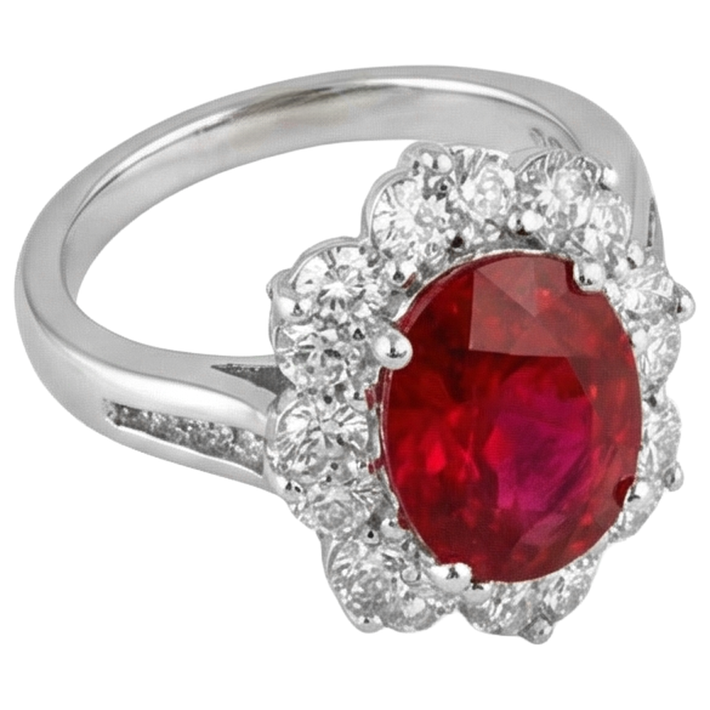 Weißgold 14K Lady Rubin und Aus der Erde Abgebauter Natürlicher Diamanten 5,90 Karat Ehering