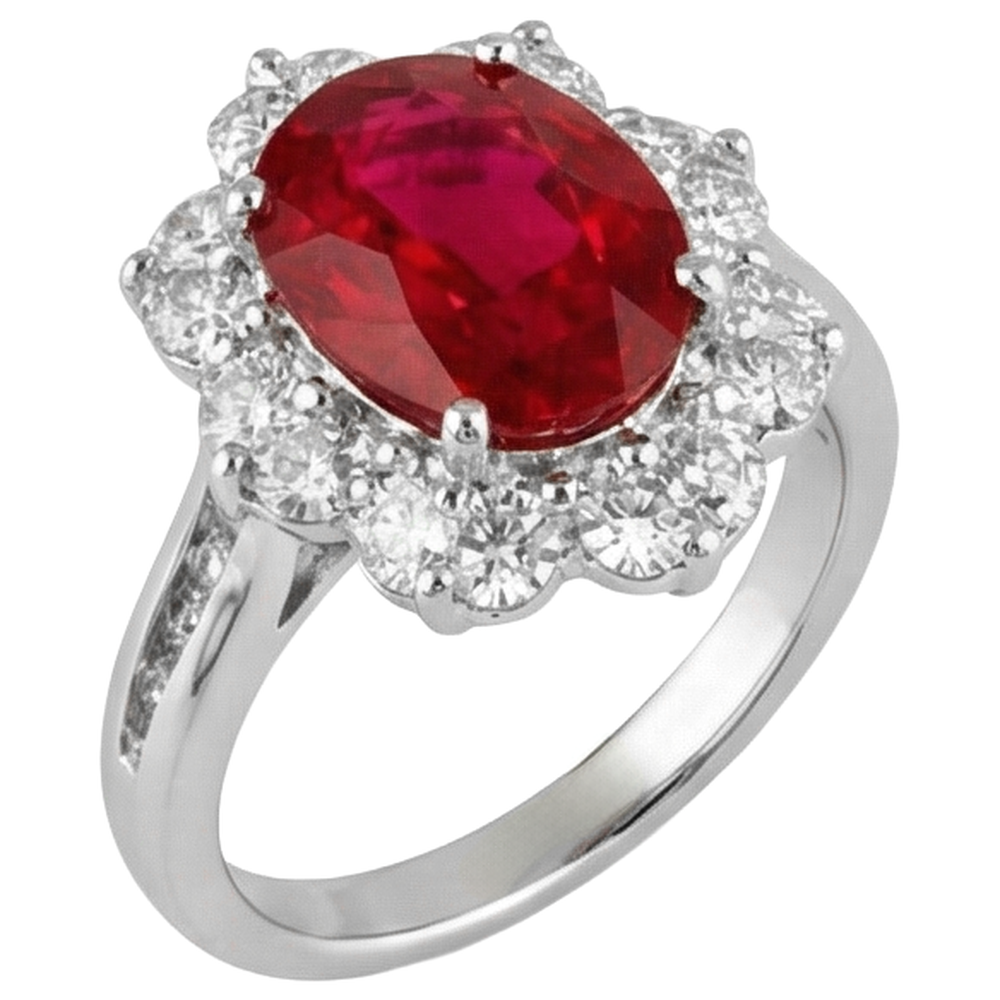 Weißgold 14K Lady Rubin und Aus der Erde Abgebauter Natürlicher Diamanten 5,90 Karat Ehering