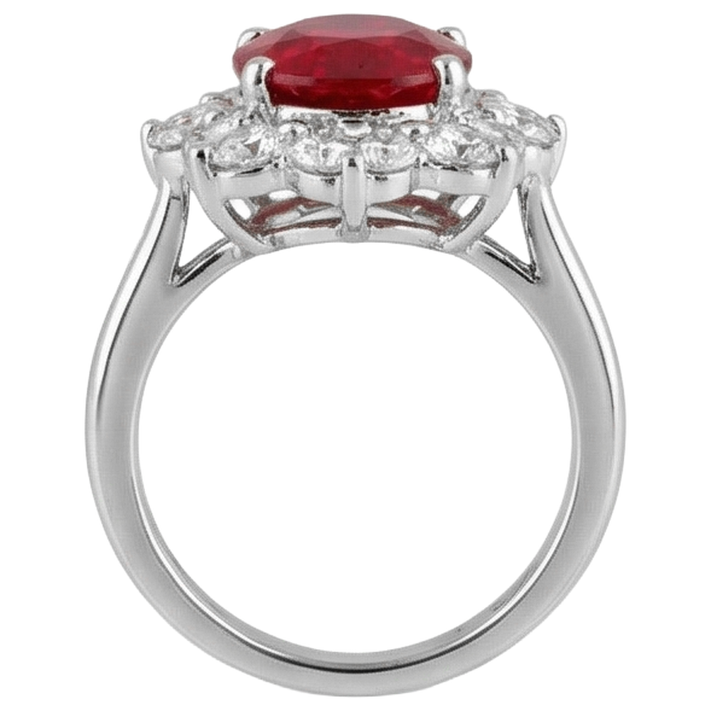 Weißgold 14K Lady Rubin und Aus der Erde Abgebauter Natürlicher Diamanten 5,90 Karat Ehering
