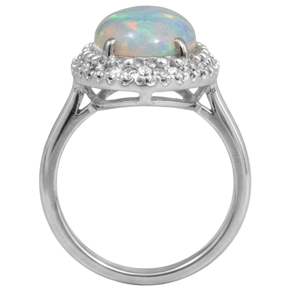 Weißgold 14K Opal und Aus der Erde Abgebauter Natürlicher Diamanten 11,25 Karat Verlobungsring Neu
