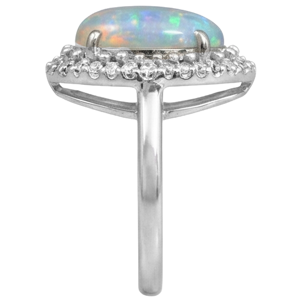 Weißgold 14K Opal und Aus der Erde Abgebauter Natürlicher Diamanten 11,25 Karat Verlobungsring Neu