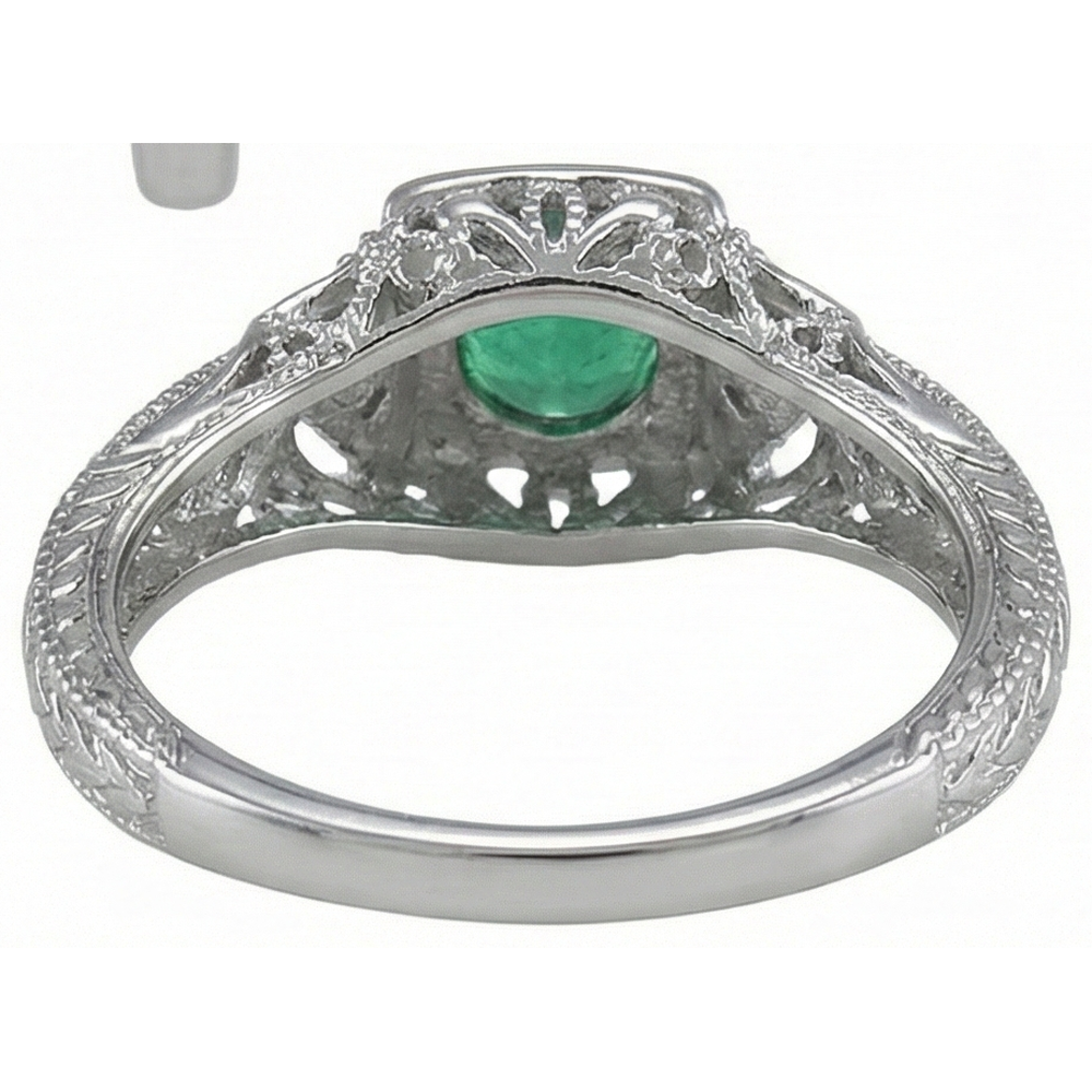Weißgold 14K Rundschliff Grüner Smaragd-Aus der Erde Abgebauter Natürlicher Diamant-Ring 6 Ct