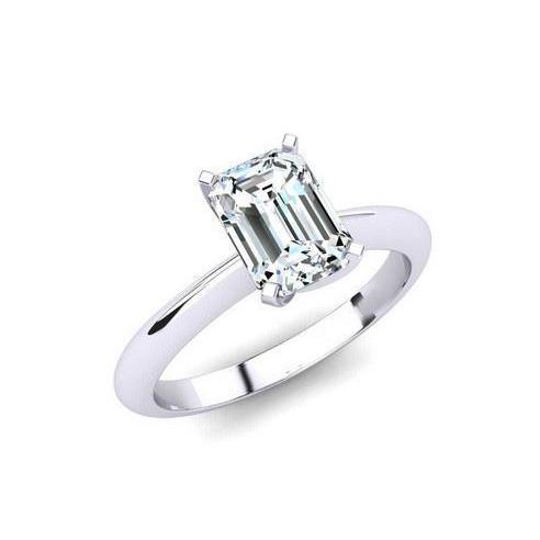 Weißgold 14K Smaragdschliff 1.75 ct Echt Diamant Solitärring