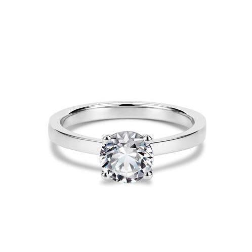 Weißgold 14K Solitär Brillantschliff 2 Kt. Echt Diamant Jubiläumsring