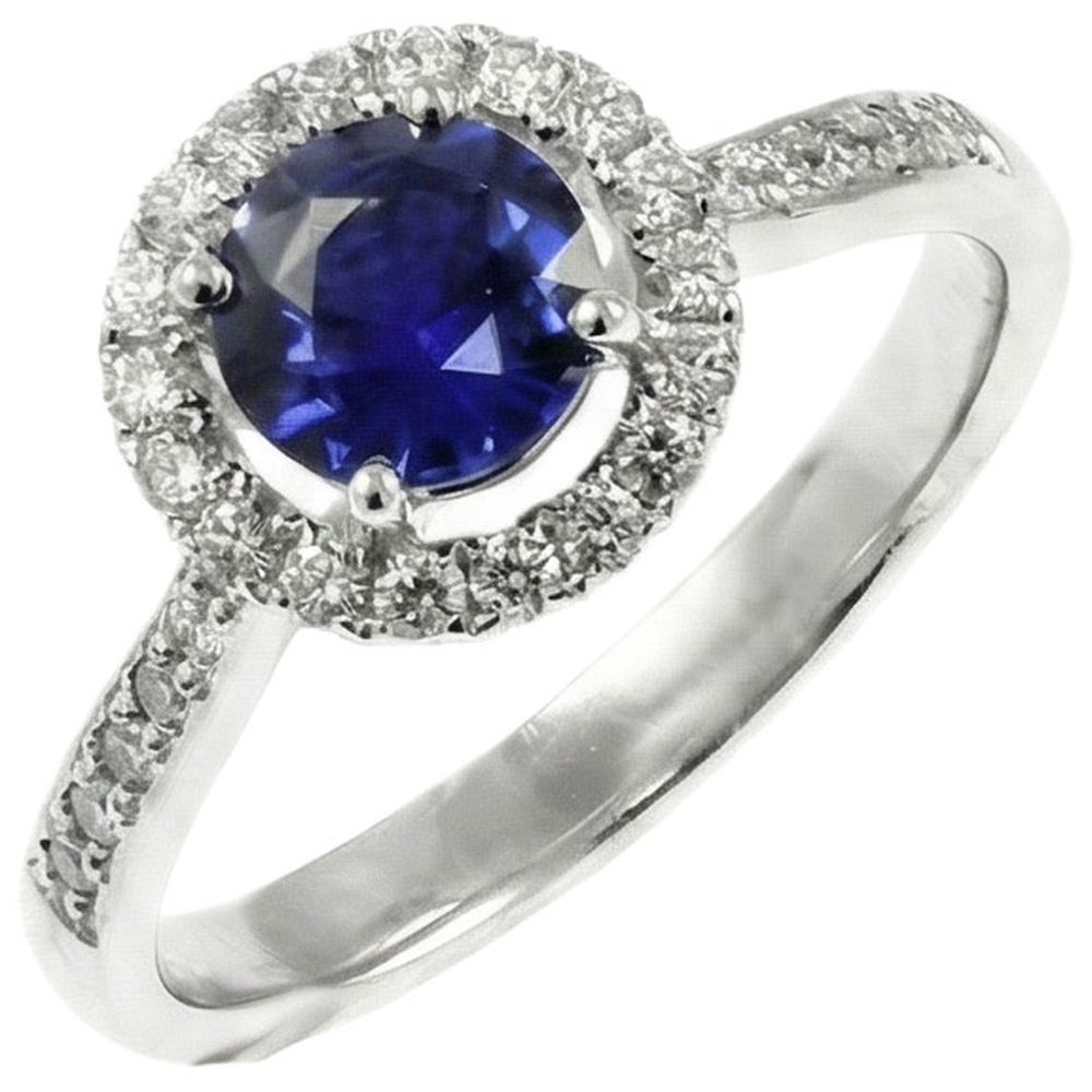 Weißgold 14K Sri Lanka Saphir Rundschliff 2.5 Karat Aus der Erde Abgebauter Natürlicher Diamantring