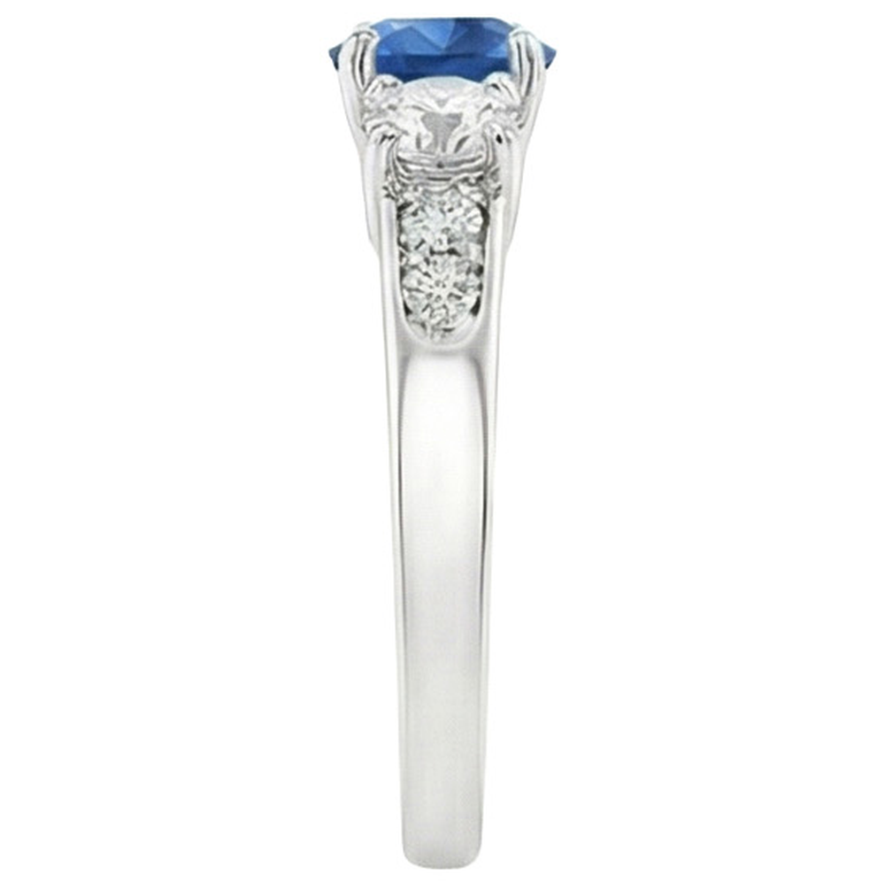 Weißgold 3.40 ct runder Sri Lanka Saphir-Aus der Erde Abgebauter Natürlicher Diamant-Verlobungsring