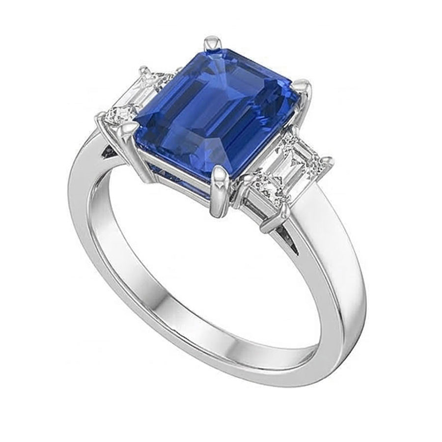 Weißgold 3 Steine Smaragd Saphir Ring 2,75 Karat Strahlende Natürlicher Diamant ( nicht im Labor gezüchtet )en