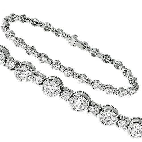 Weißgold 3.40 Kt. Rundschliff Echt Diamant Damen Tennisarmband Massiv