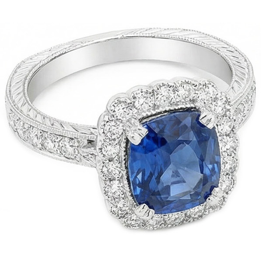 echter round saphir 4Karat ring Vorderansicht