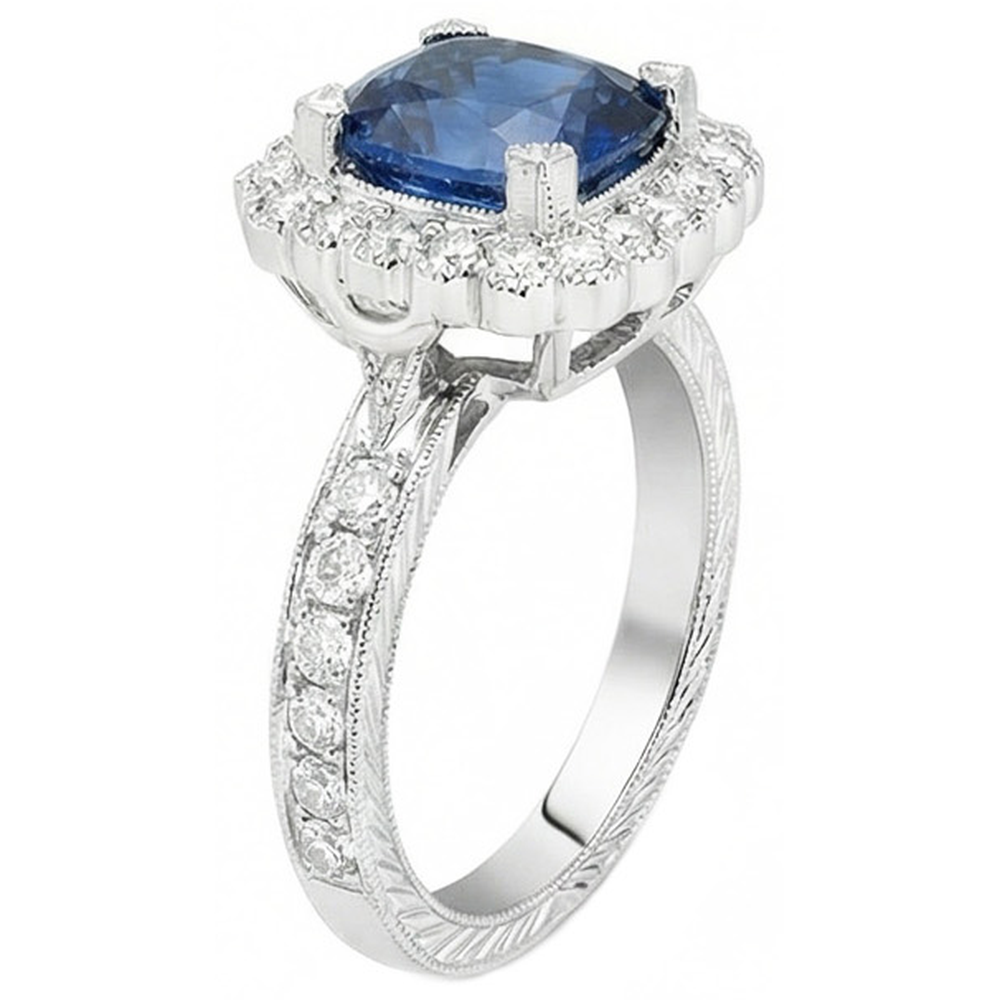 echter round saphir 4Karat ring Detailansicht