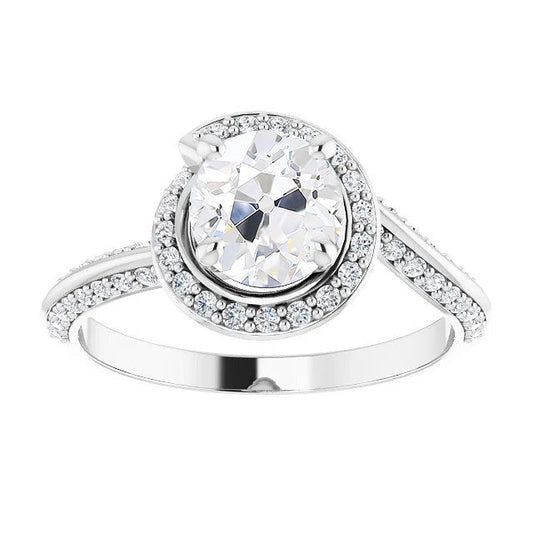 Weißgold Altschliff Echt Diamant Halo Ring Krappenset Schmuck 5.25 Karat