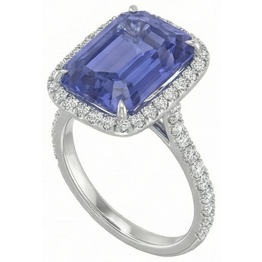 echter radiant diamant 4Karat ring Seitenansicht