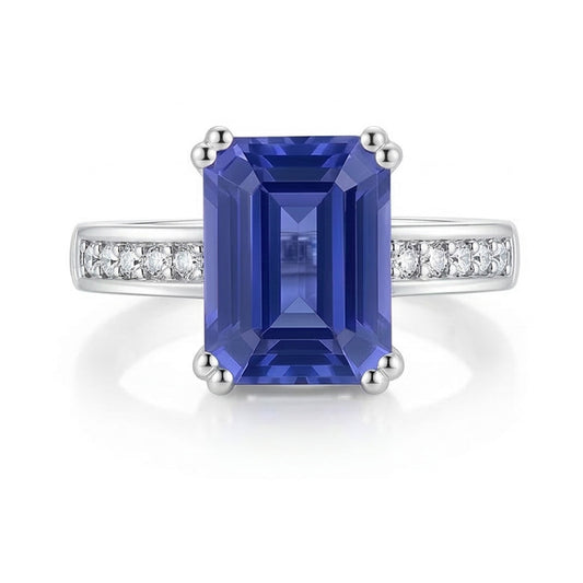 Weißgold Damen Natürlicher Diamant ( nicht im Labor gezüchtet )ring 3,25 Karat Korb Set Ceylon Saphir