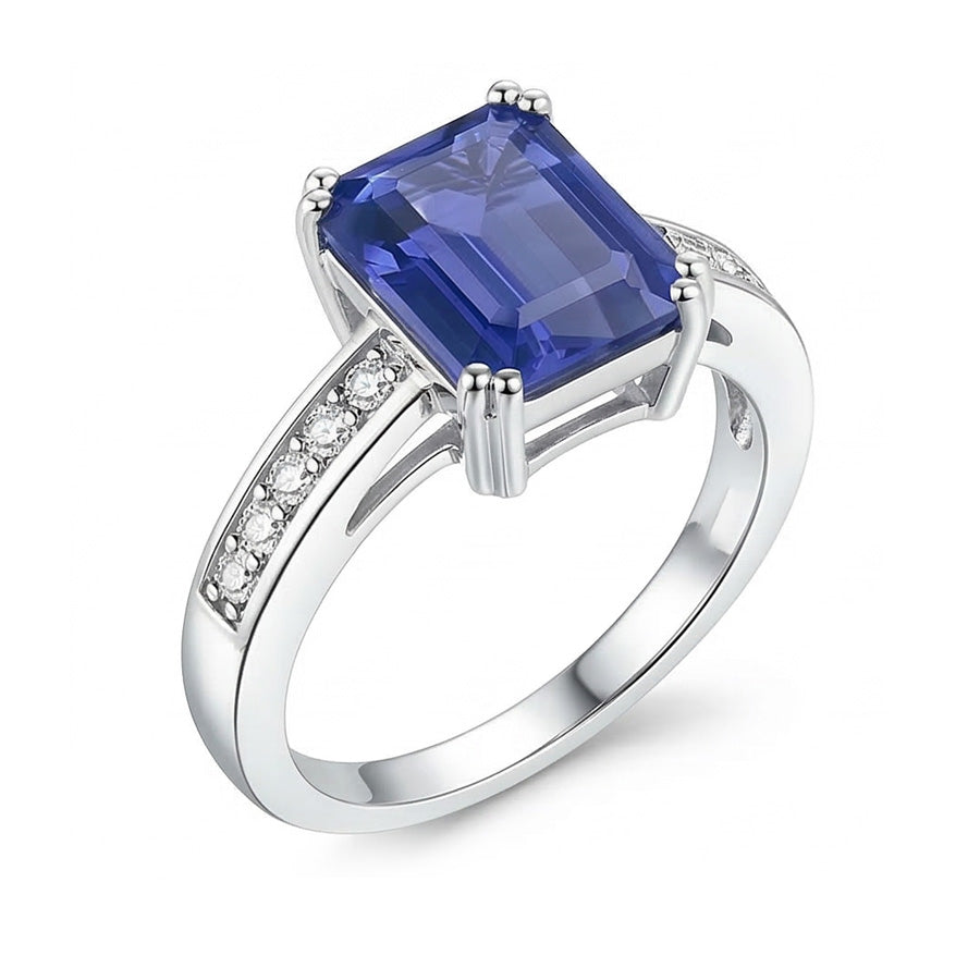 Weißgold Damen Natürlicher Diamant ( nicht im Labor gezüchtet )ring 3,25 Karat Korb Set Ceylon Saphir