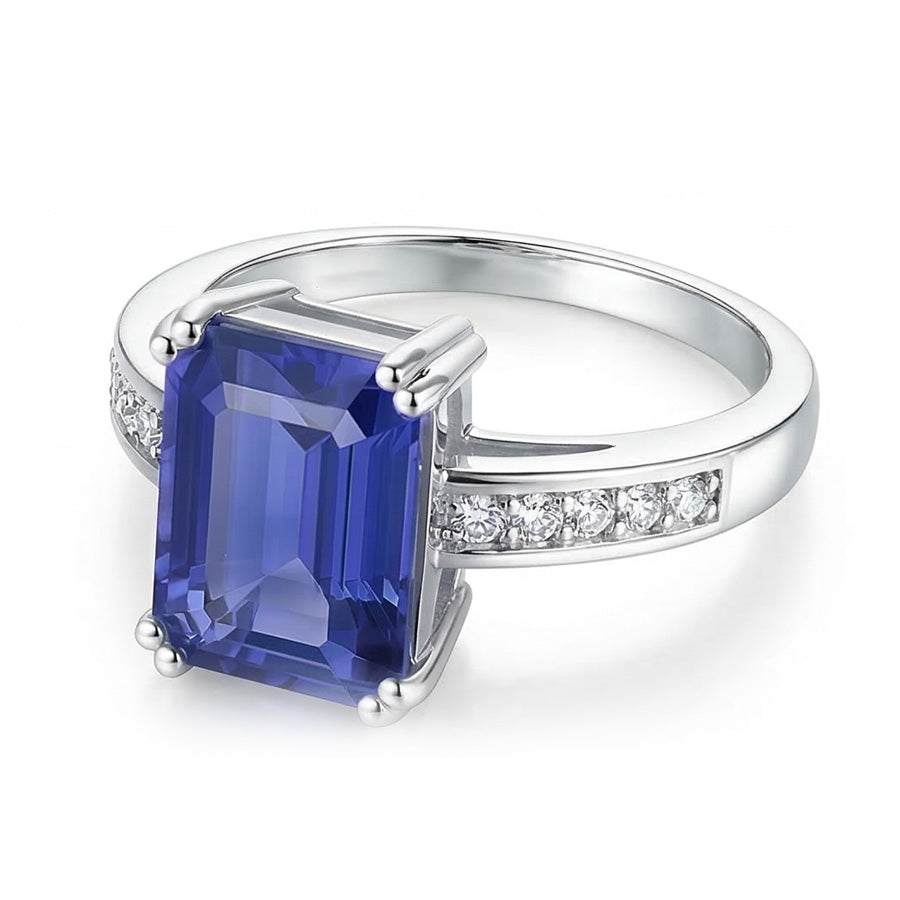 Weißgold Damen Natürlicher Diamant ( nicht im Labor gezüchtet )ring 3,25 Karat Korb Set Ceylon Saphir